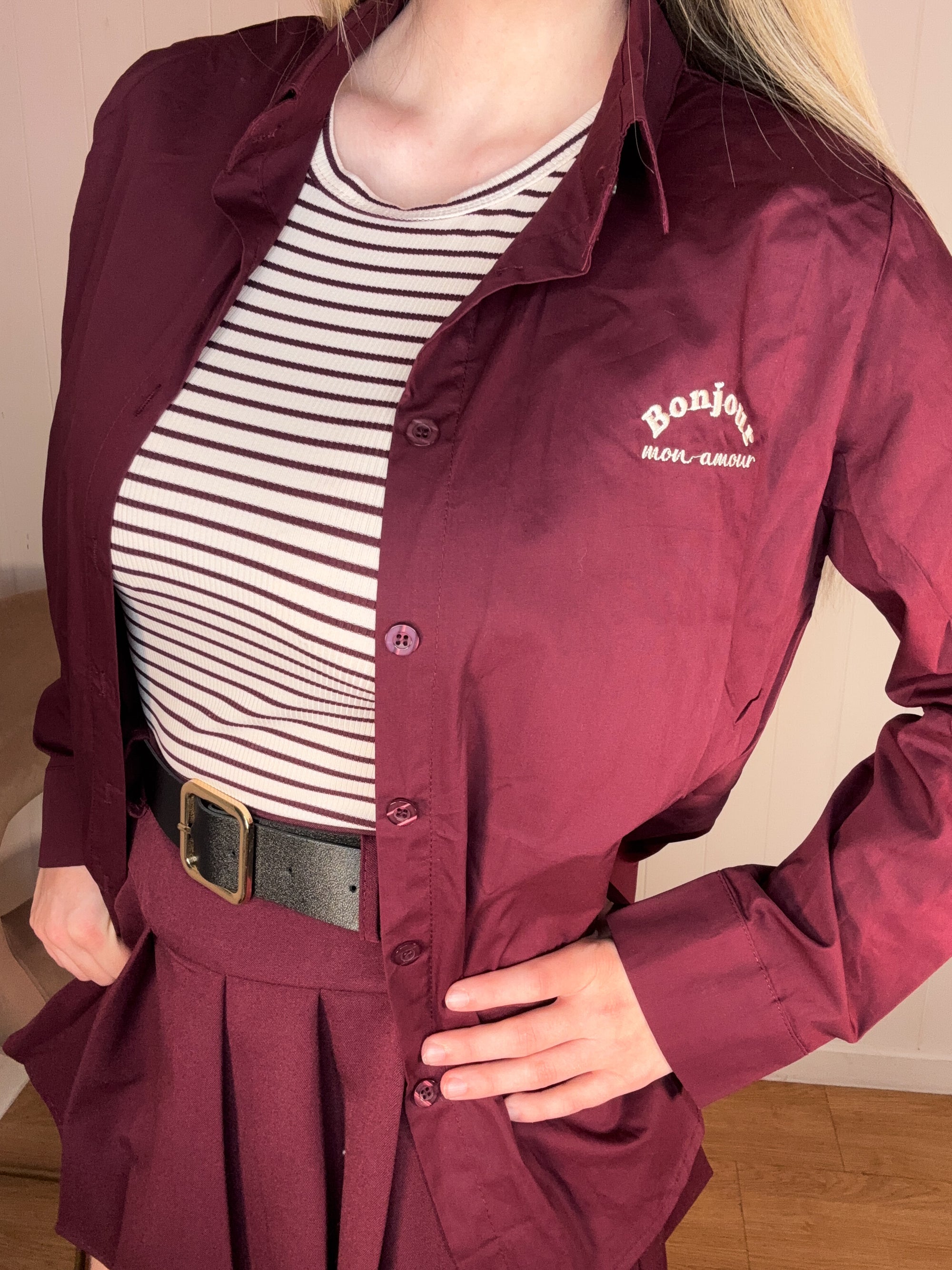 Chemise + débardeur « Bonjour mon amour »