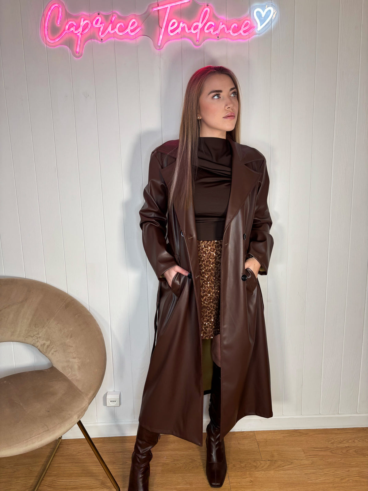 Trench similicuir choco