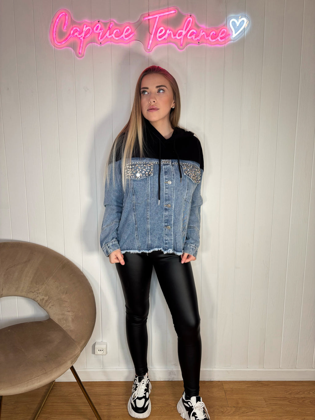 Veste bi-matière à strass