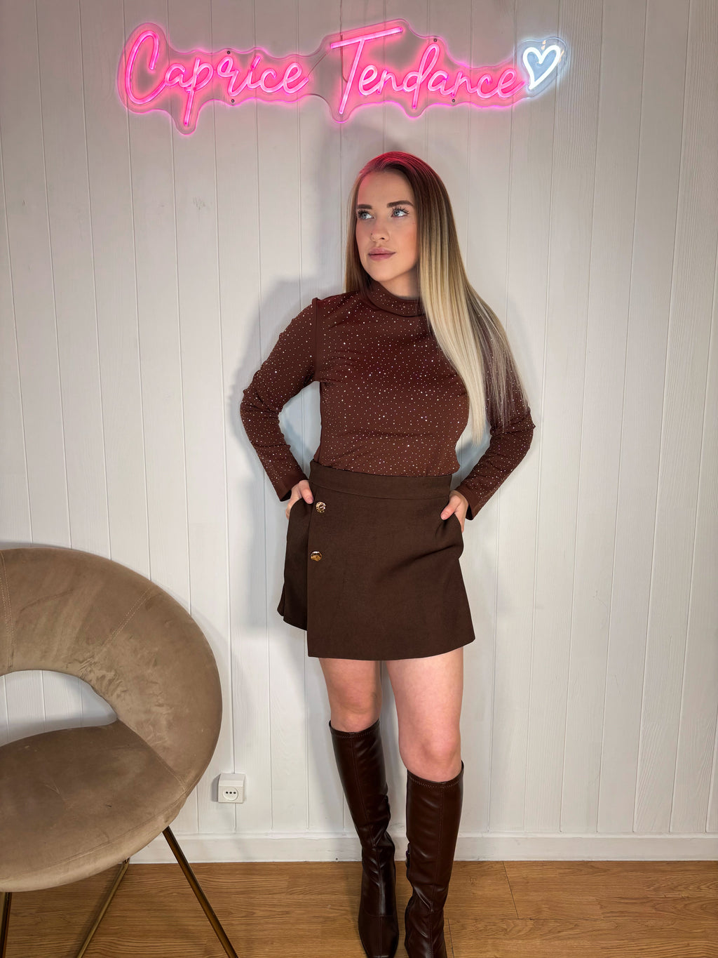 Body à strass chocolat