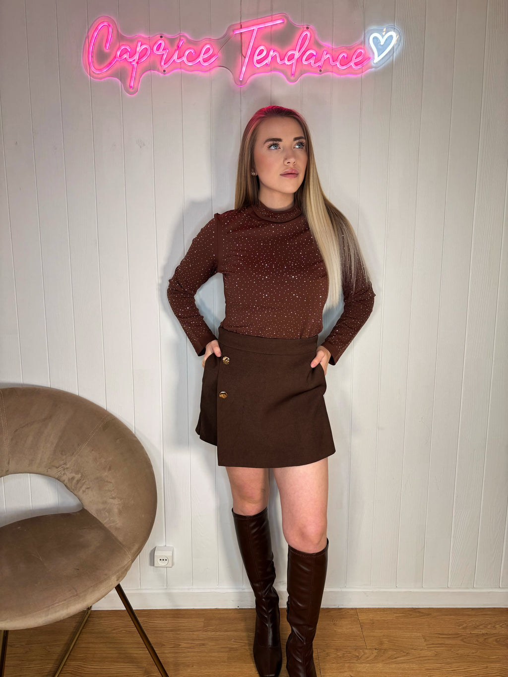 Body à strass chocolat