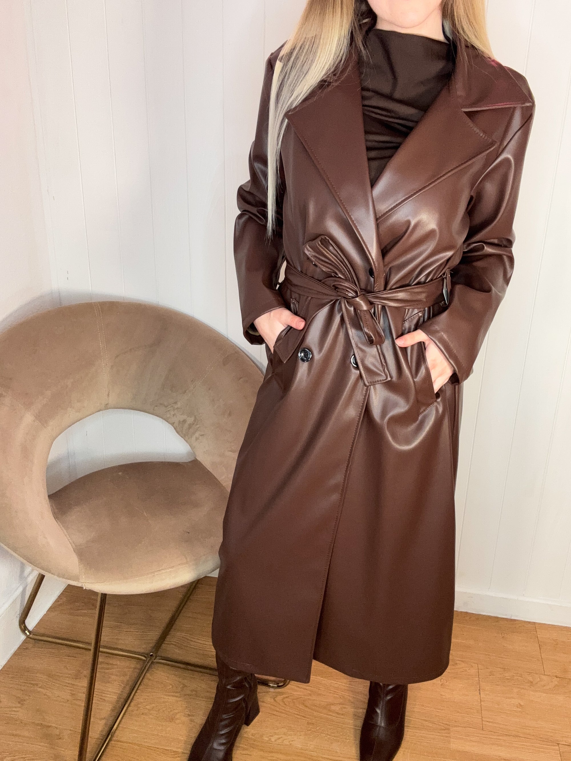 Trench similicuir choco