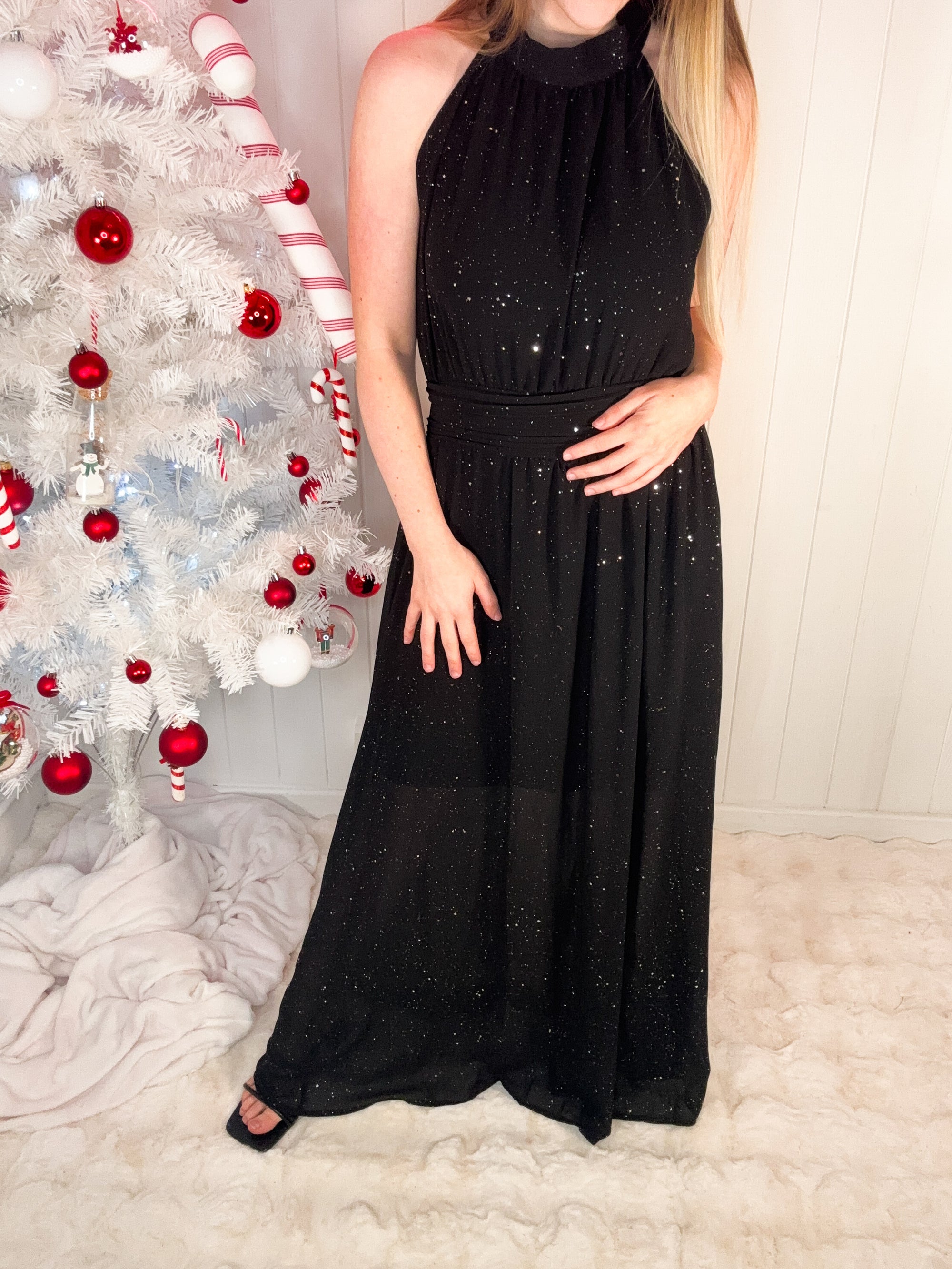 Robe à fente pailletée