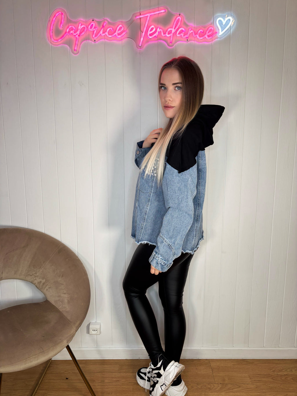 Veste bi-matière à strass