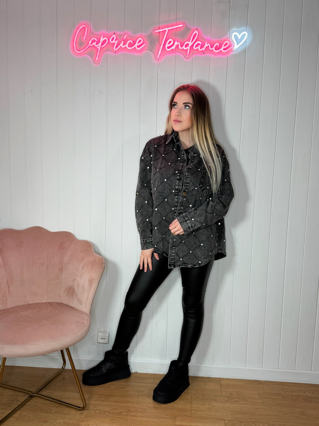 Veste en jeans à strass