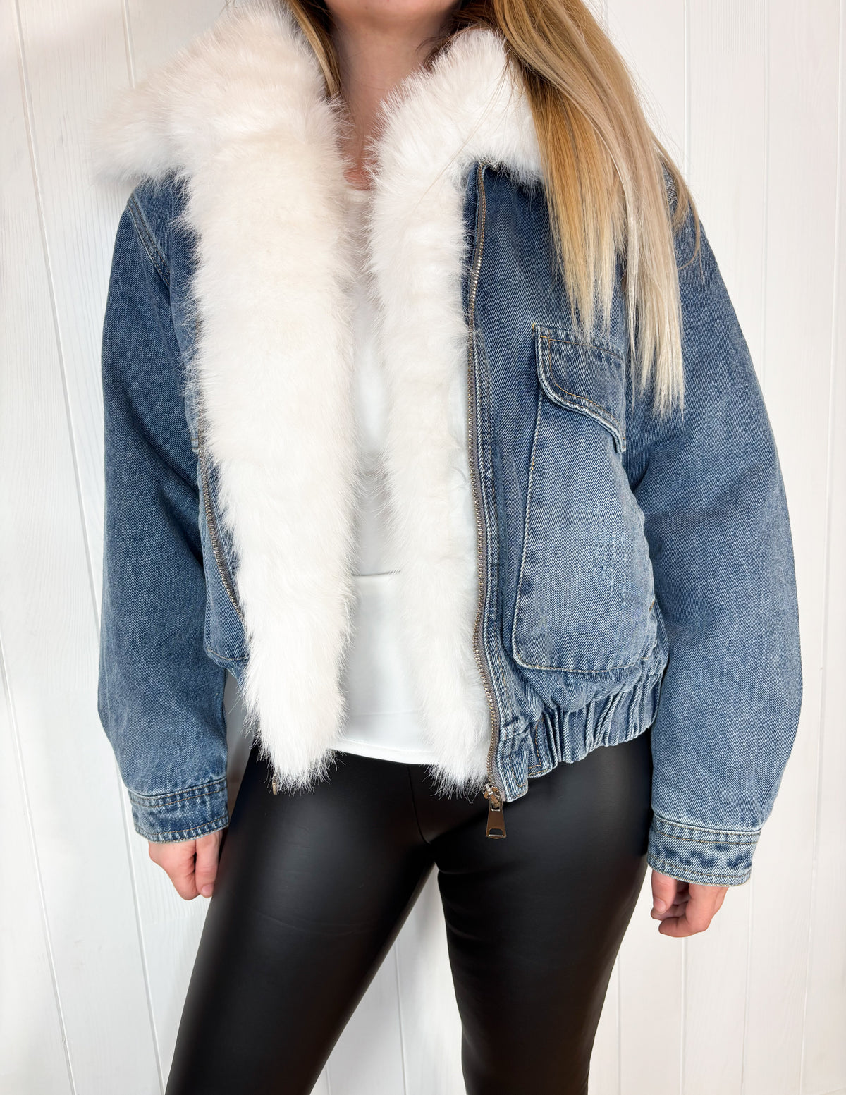 Veste en jeans fourrure