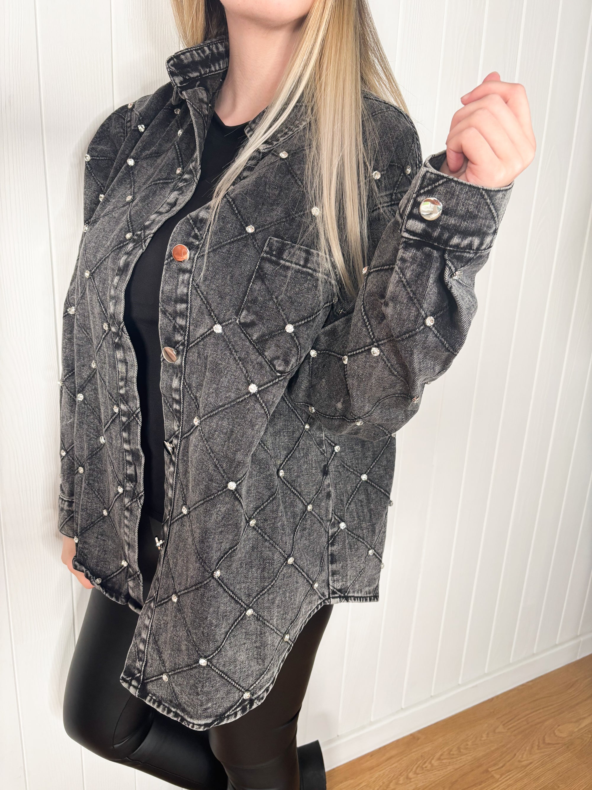 Veste en jeans à strass