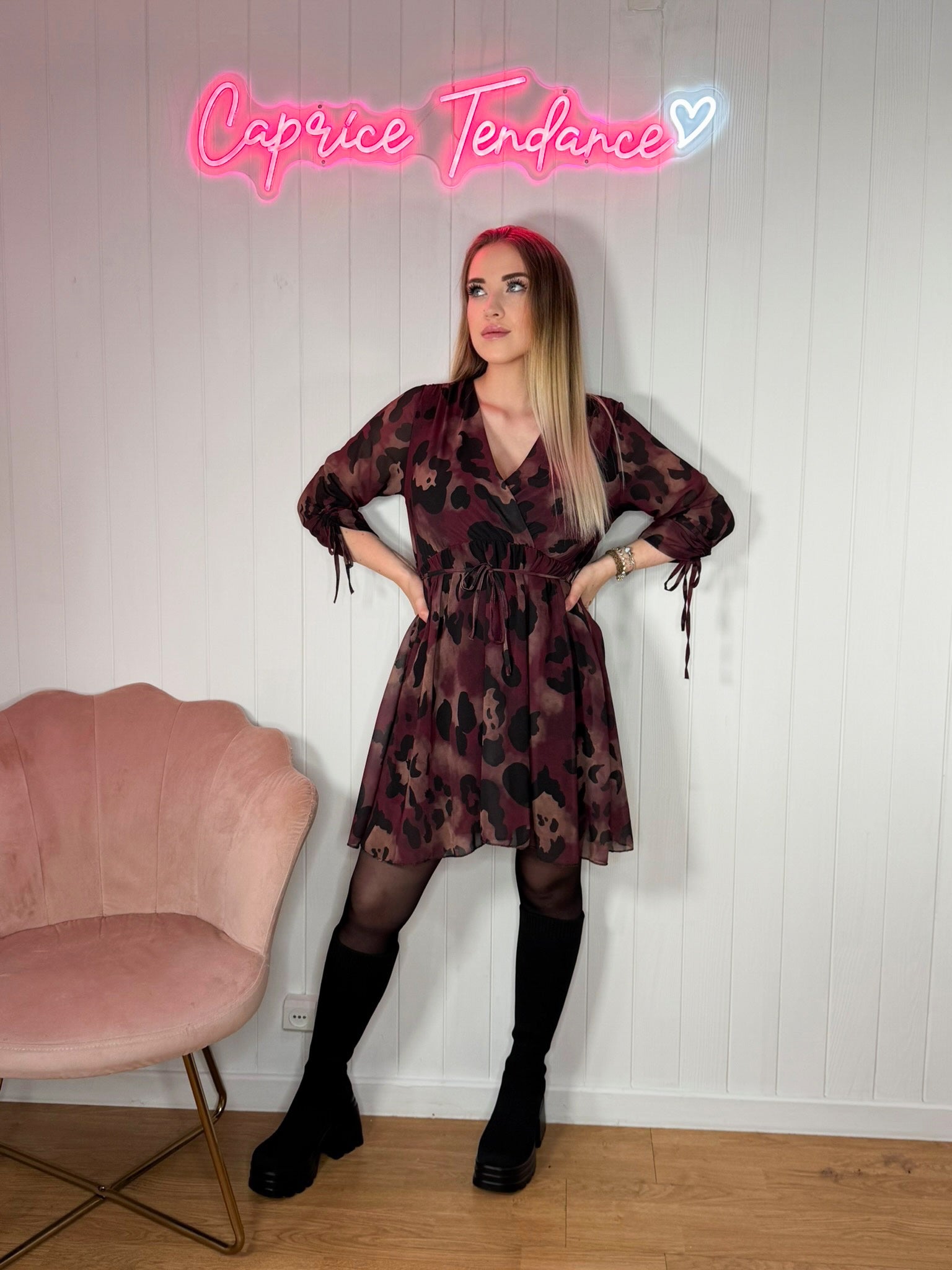 Robe léopard croisé