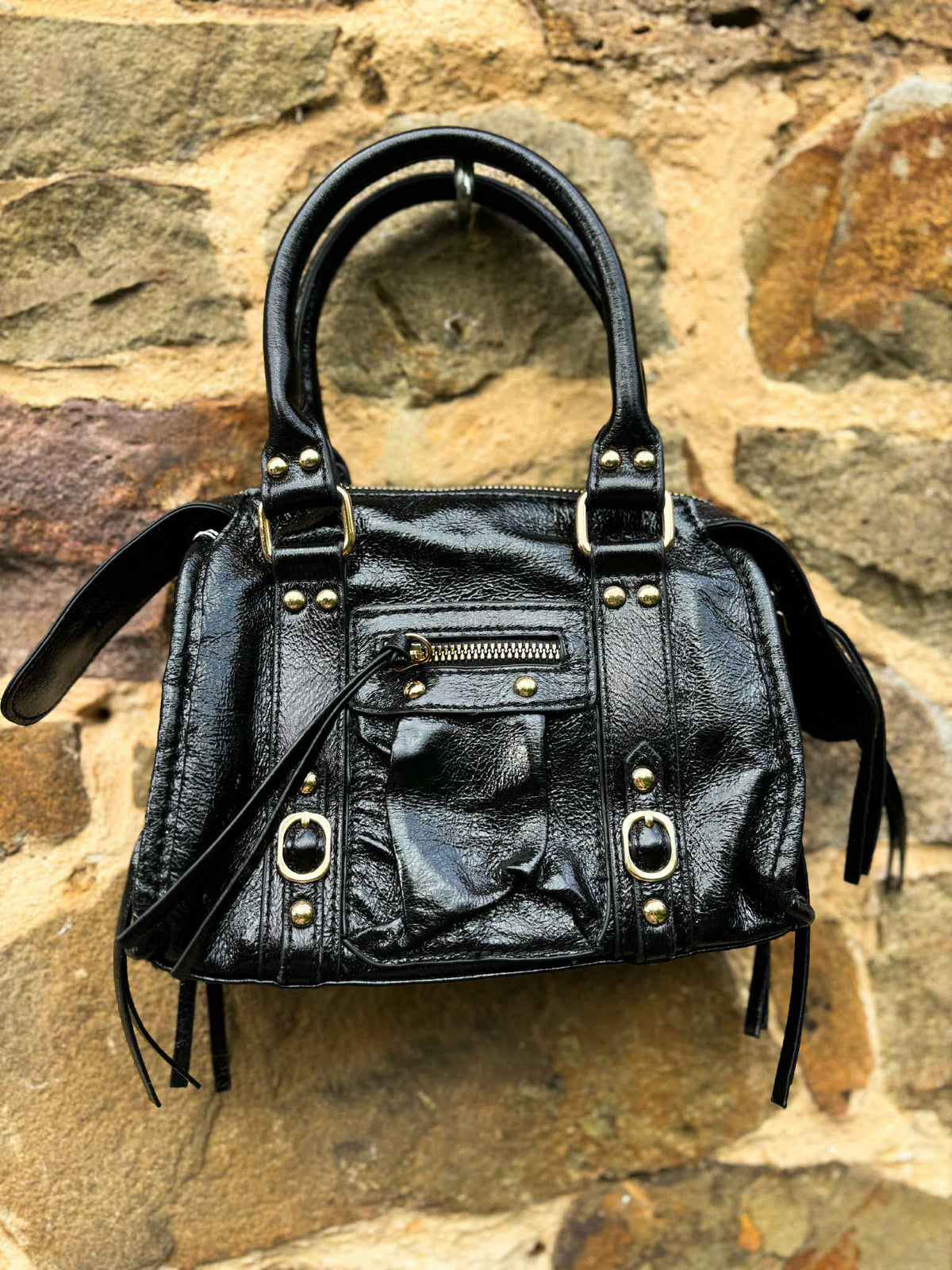 Petit sac « Gaga » noir brillant